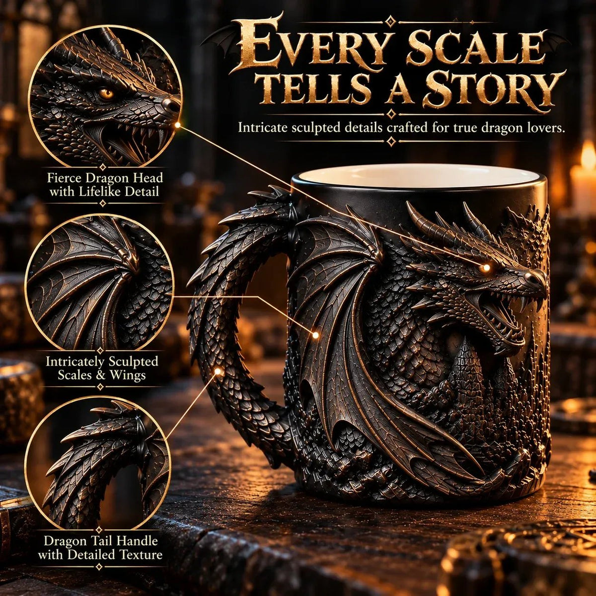 🔥 Last Day 49% OFF 🐉 Dragonfire 3D Heat-Reveal Magic Mug | Add a Hot Drink. Awaken the Dragon.🔥