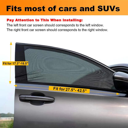 🔥 HOT SALE 🔥Car Anti‐Mosquito Screen/Net, 4 Pack Car Sunshade Curtain, Mosquito Net For Car Glass, Privacy Window Mesh