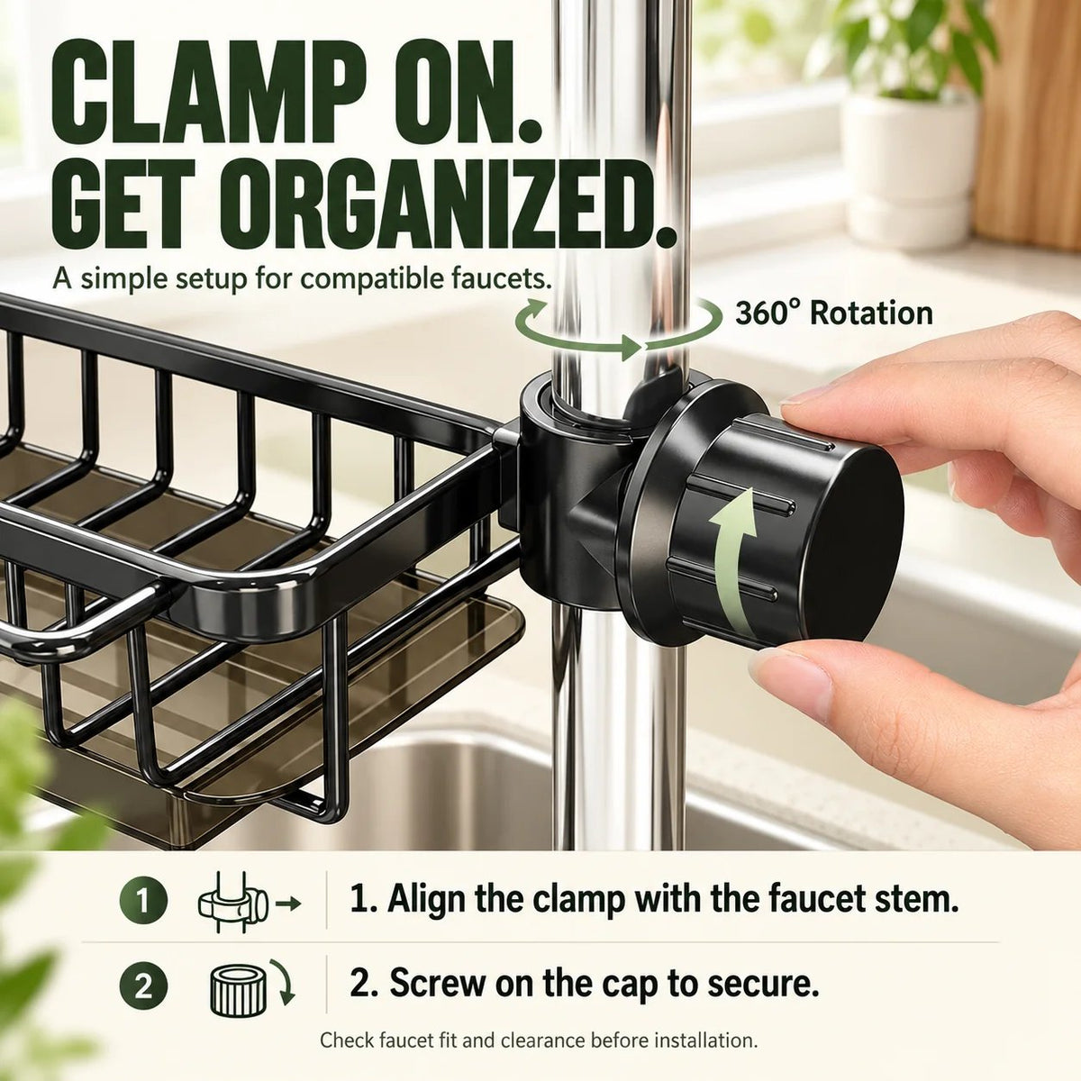 🚰 Faucet-Mounted Sink Caddy – Clear Your Counter, Keep Cleaning Tools Within Reach