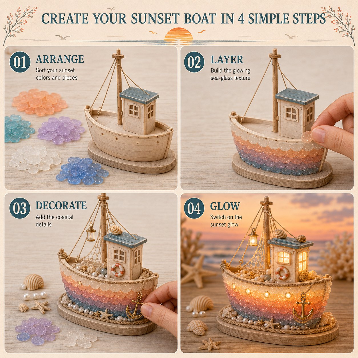 ⏳ Last Day 49% OFF – 🌅 Beginner-Friendly DIY Sunset Coast Sea Glass-Style Light Kit Collection | Complete Kit with Sea Glass-Style Pieces, LED Lights & Step-by-Step Guide Included 💕