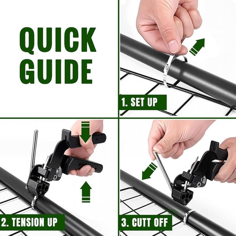 🔧 Stainless Steel Cable Tie Gun Tool with Metal Zip Ties, Heavy Duty Cable Tie Tightener & Cutter for Industrial, Fencing, Exhaust Repair