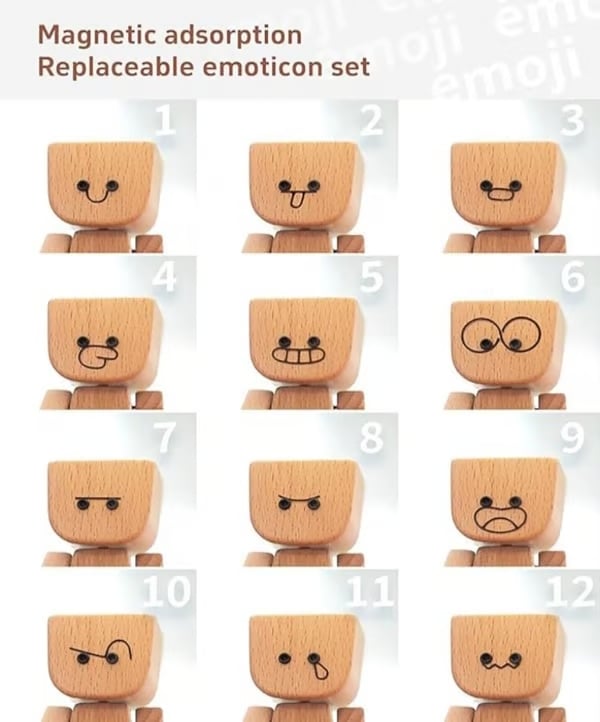🎁Last Day 50% OFF😊Change The Mood With A Simple Swap - Handmade Swaying Wooden Figure With 12 Magnetic Expressions🎁