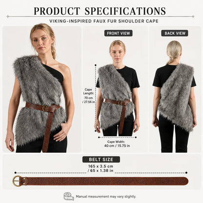 🐺 Viking-Inspired Faux Fur Shoulder Cape – Barbarian Halloween Cosplay Costume