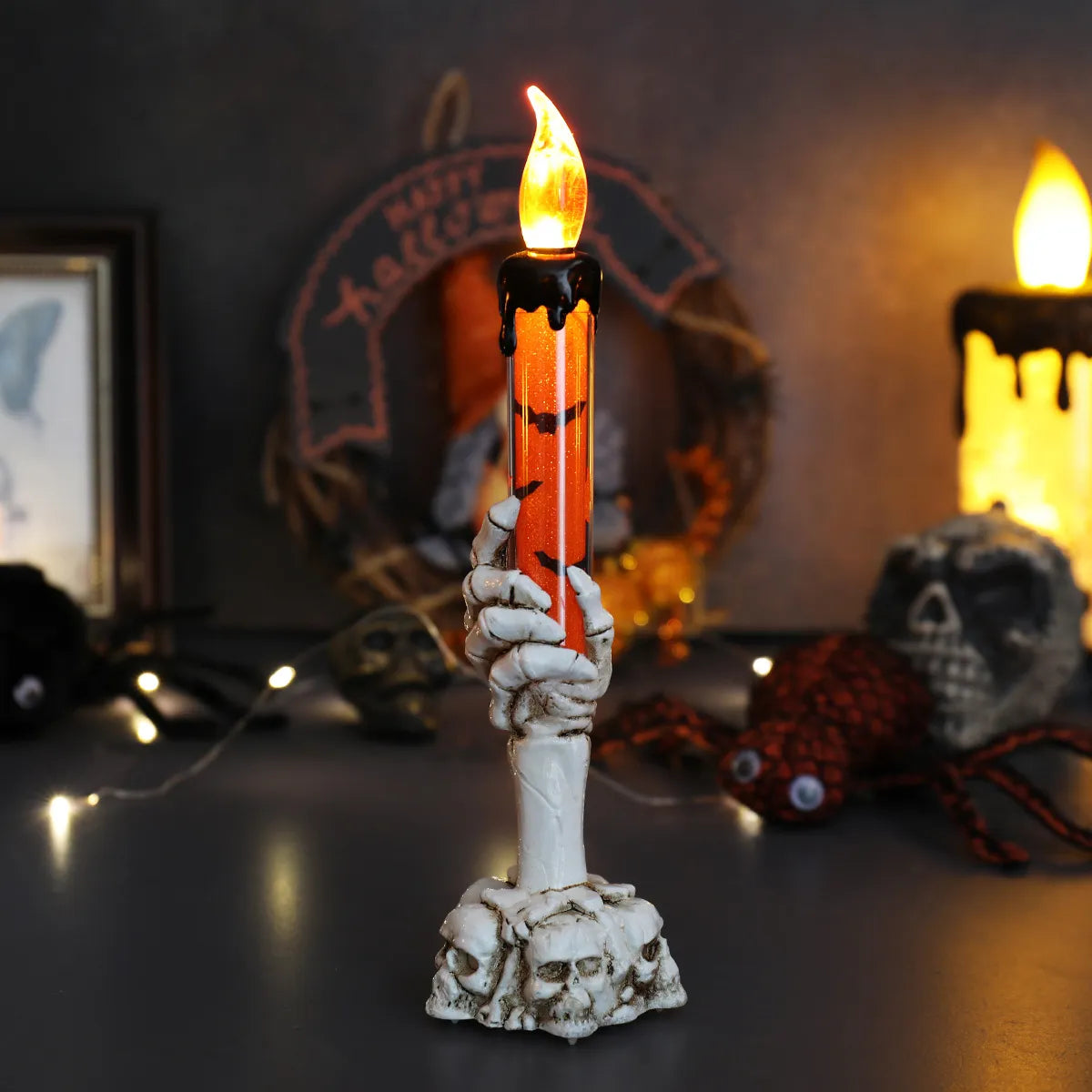 💀🕯️ Haunted Skeleton Hand Candle Light