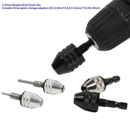 2-Piece Keyless Drill Chuck Adapter Set – 1/4′′ Hex Quick Change (0.3-8mm) for Impact Drivers & Power Tools