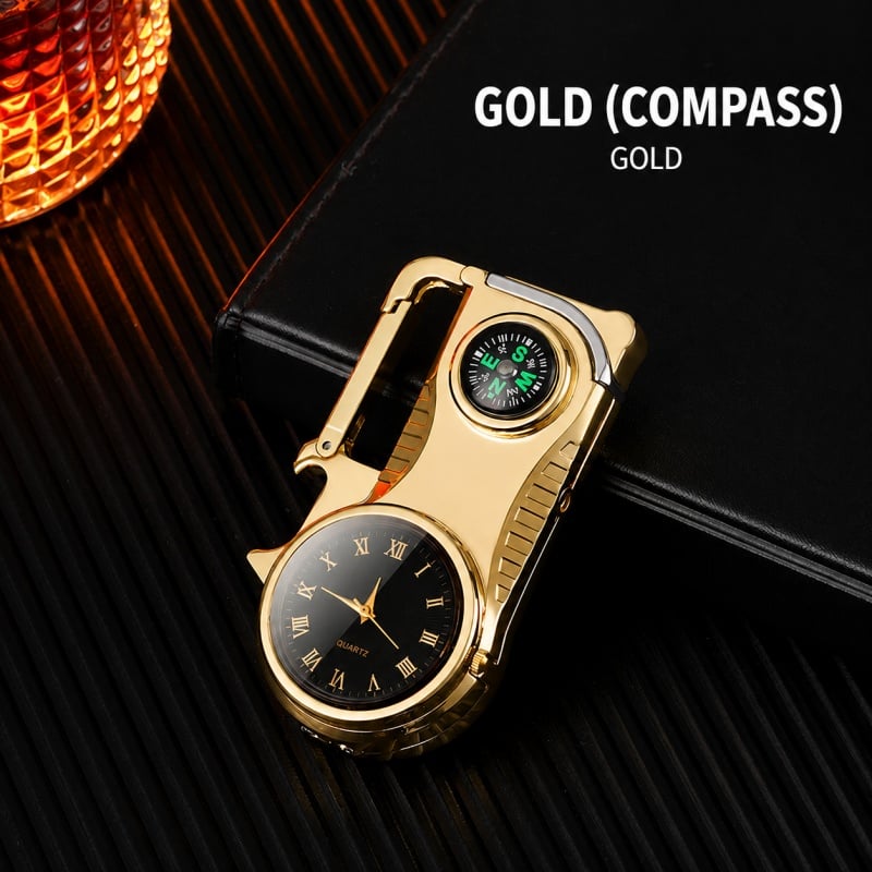 Multifunctional lighter with watch🔥 — — Watch/compass/keychain/bottle opener/cool lamp in one