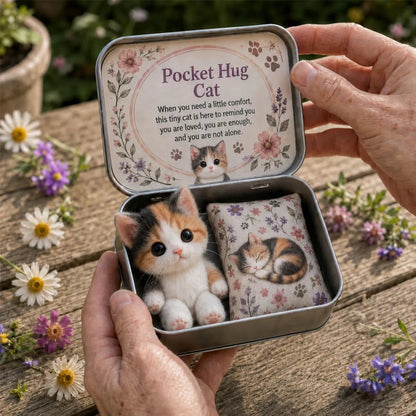 🐱Pocket Hug Plush Keepsake Tin, Mini Portable Comfort Pocket Plush Toy