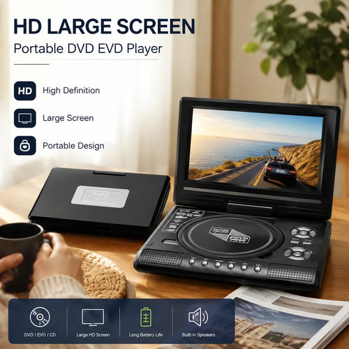 📺 7.8" HD Portable DVD/EVD Player – Large Screen, Rechargeable & Compatible with DVD/CD/USB/SD – Perfect for Home & Travel 🔥 50% OFF