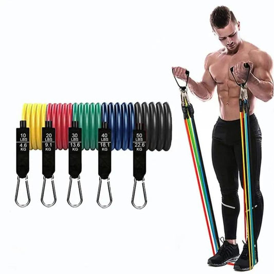 🏋️‍♂️ 11-Piece Fitness Resistance Bands Kit – For Strength, Weight Loss & Home Training