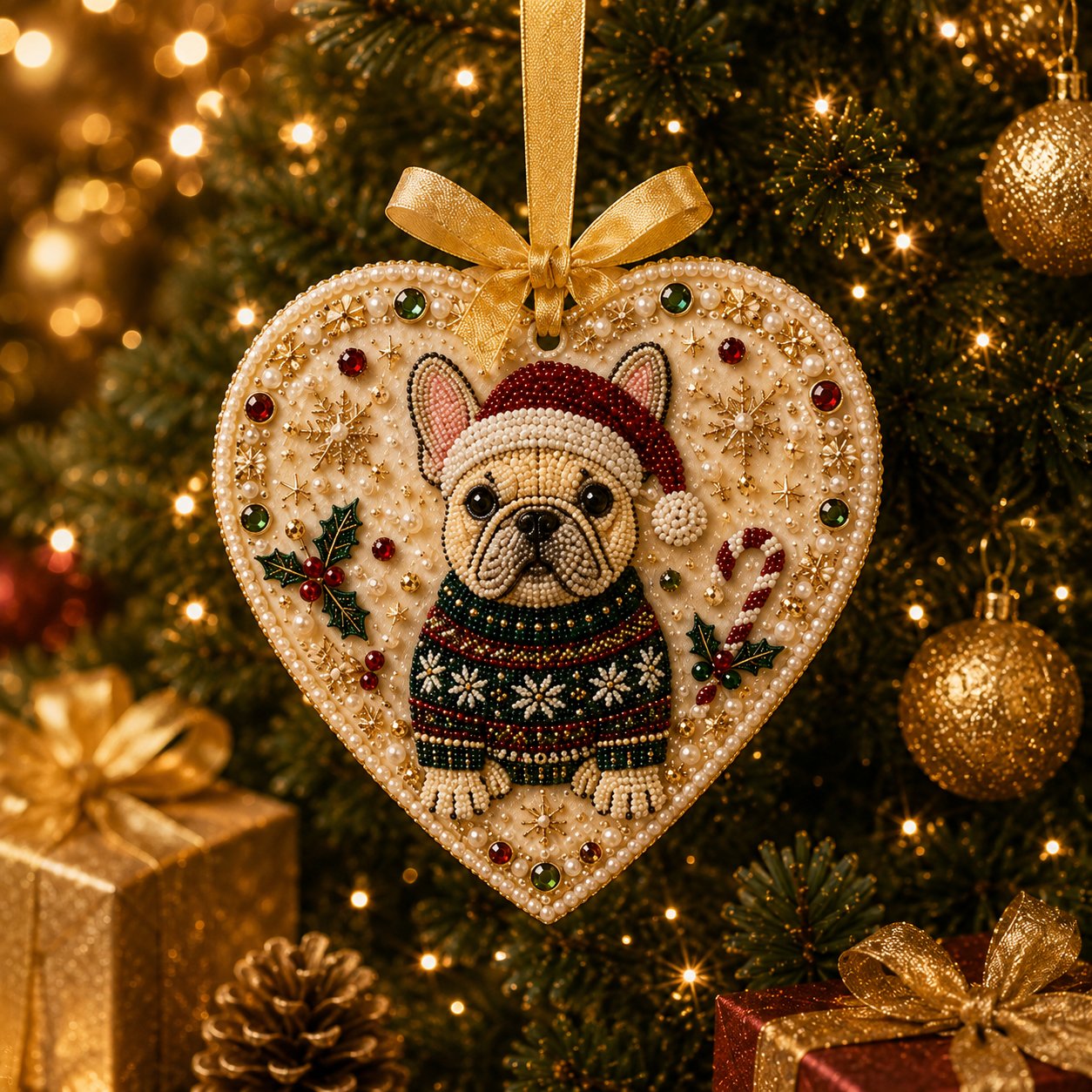 ⏳ Last Day 49% OFF – 🎄Beginner-Friendly DIY Pearl & Gem Christmas Heart Ornament Kit Collection | Complete Kit with Pearl-Style Beads, Gem Accents & Hanging Ribbon Included 💕