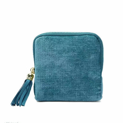 2 PCS jewelry zippered pocket case Travel Jewelry Bag Portable Organizer with 5 Compartments Velvet Satin Lining Tassel Zipper