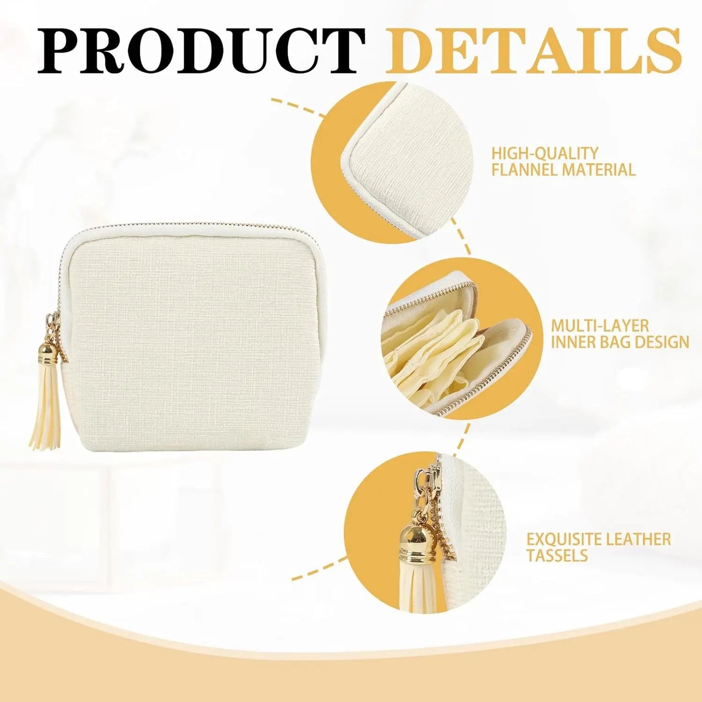 2 PCS jewelry zippered pocket case Travel Jewelry Bag Portable Organizer with 5 Compartments Velvet Satin Lining Tassel Zipper