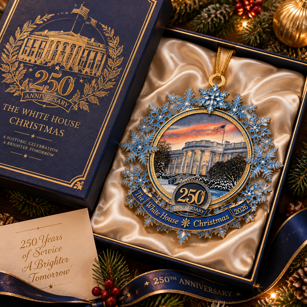 White House 250th anniversary snowflake ornament