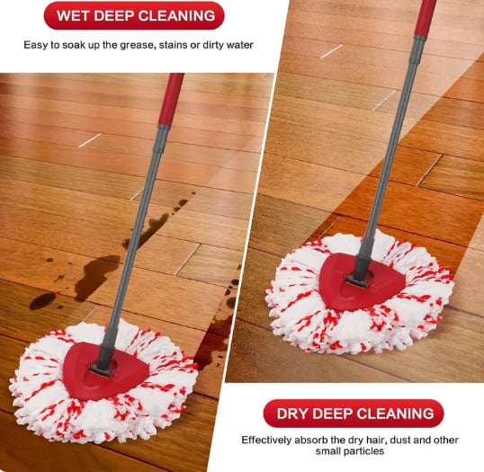 🔥🔥 2026 Upgraded Spin Mop Heads with Scrubbing Pad (3-Pack)