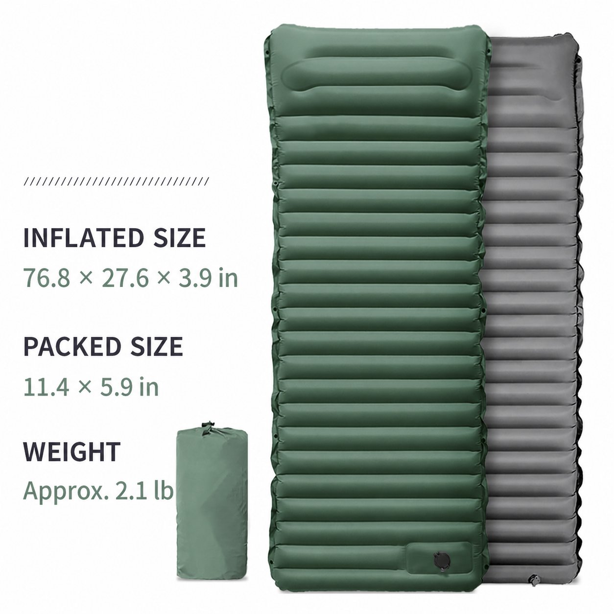 Ultralight 4-Inch Camping Mattress with Built-In Foot Pump