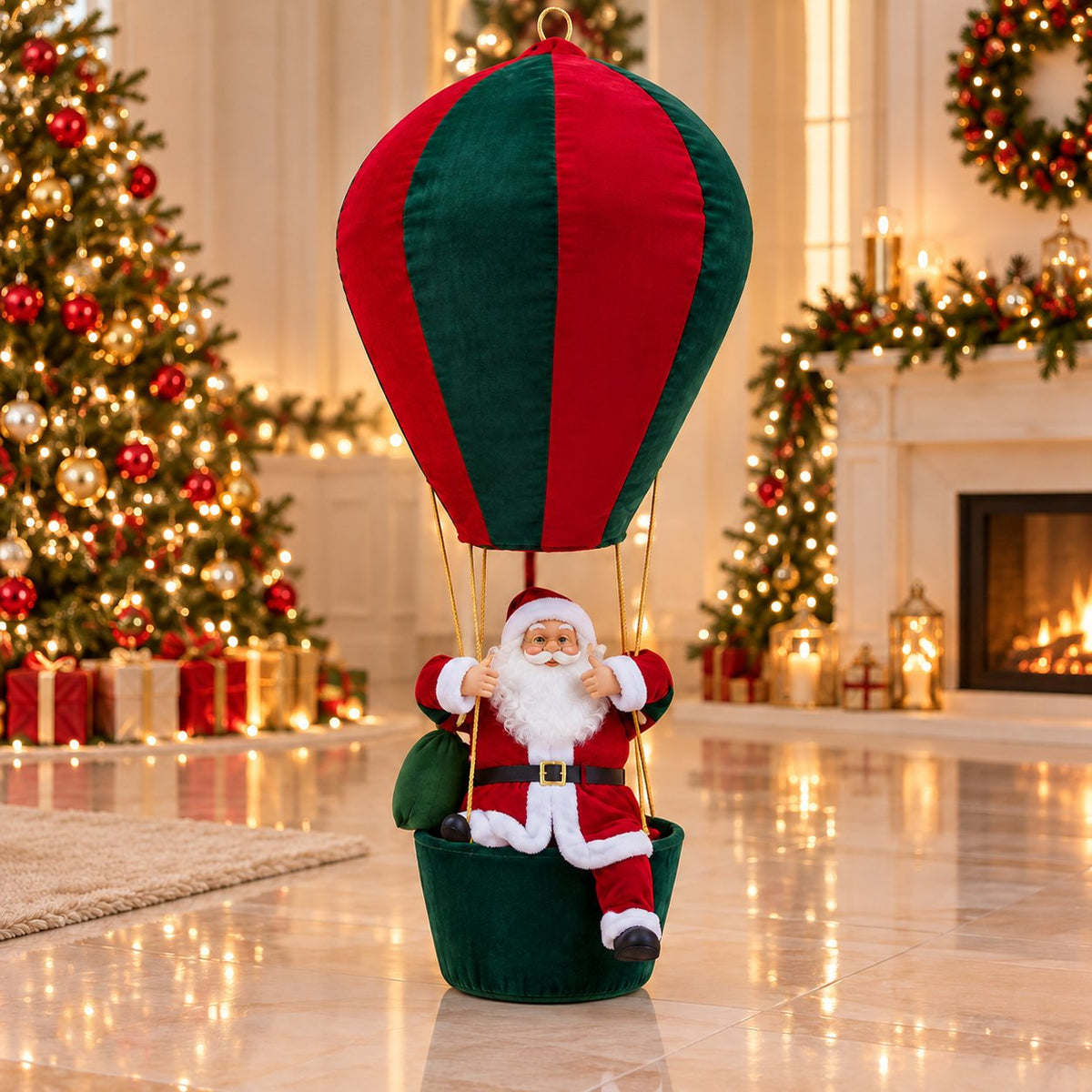 Musical Light-Up Floating Santa Decor ✨Easy Storage & Cordless Glow🎄