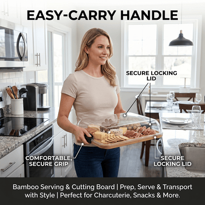 🧀 Bamboo Serving & Cutting Board with Locking Lid