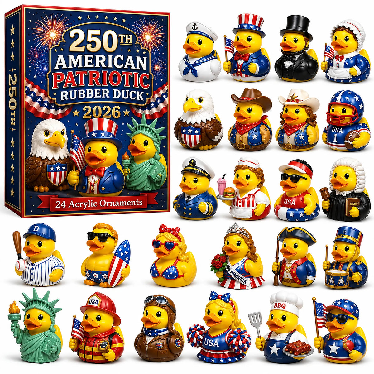 🎉🎄 Limited Edition!🔥🌟2026 American Patriotic Duck Advent Calendar - Gift for Adults Friends Patriots and Families Christmas Holiday Countdown Gift