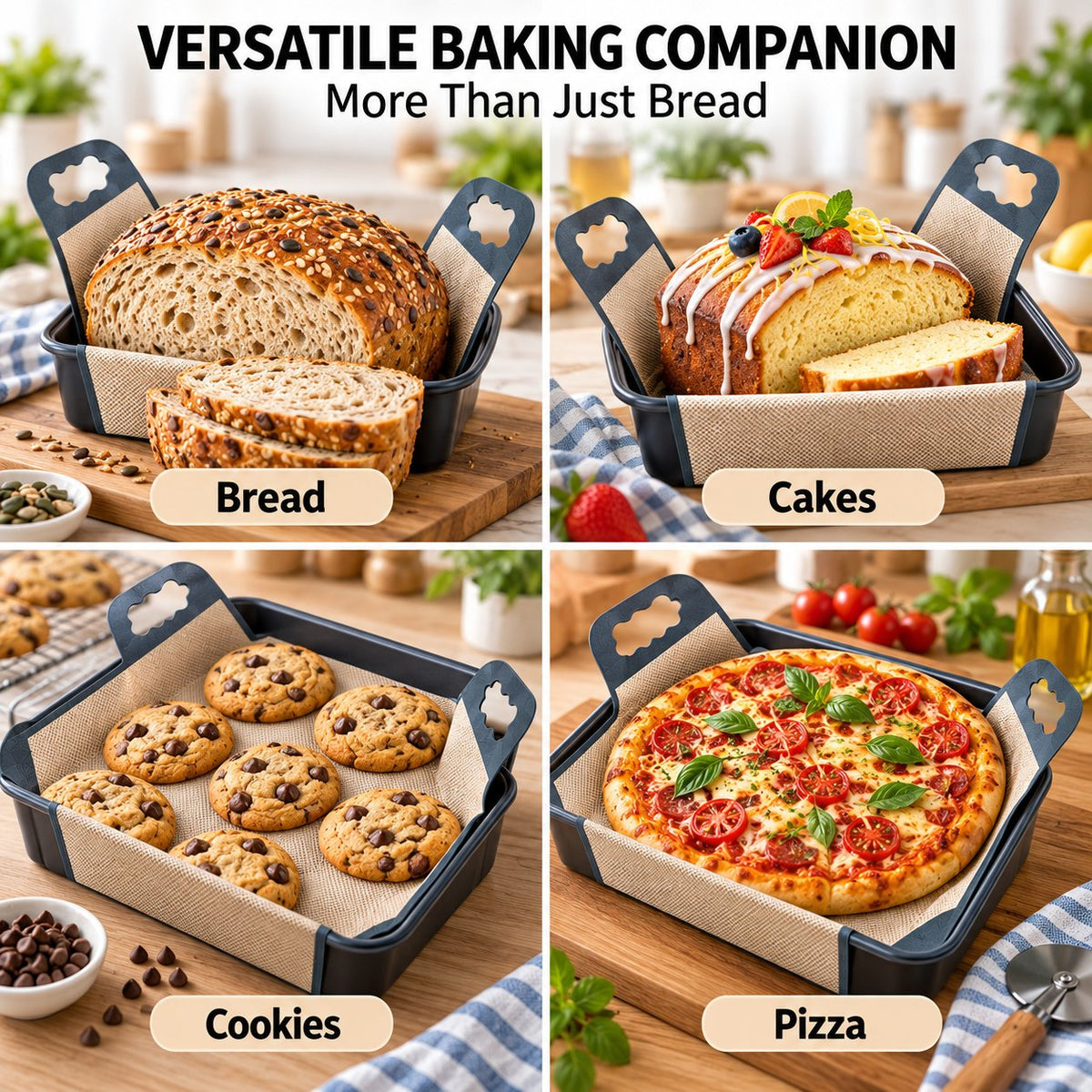 🍞 Premium Food-Grade Silicone Bread Loaf Pan Liners | Easy Lift & Mess-Free Sourdough Baking 💛