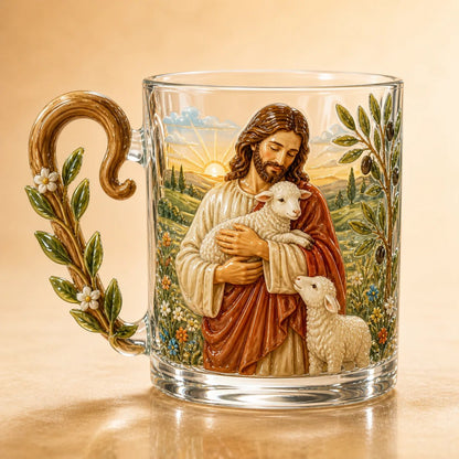 ⏳ Last Day 49% OFF – ✝️ 3D Christian Devotional Glass Mug Collection | 12oz Premium Clear Glass with Raised Jesus & Virgin Mary Figures, Sculptural Details & Jewel-Inspired Accents ✨