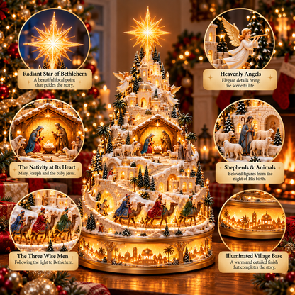 🎄 Lighted Nativity Christmas Village – A Meaningful Bethlehem Centerpiece