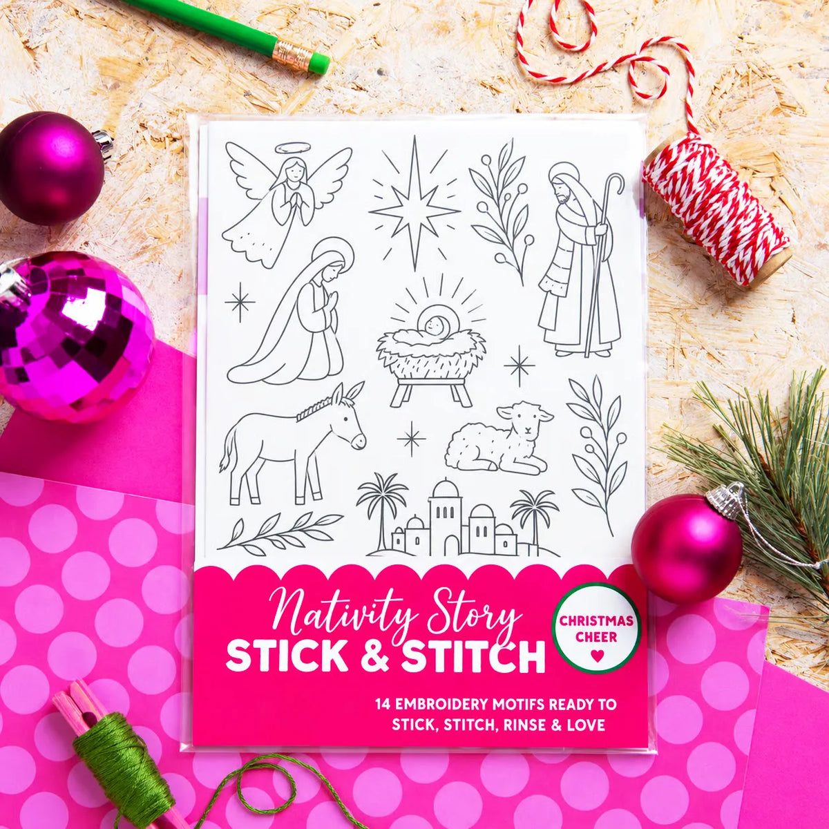 🔥LAST DAY 50% OFF - 🎄Christmas Stick & Stitch Embroidery Pattern Pack – 5 Sheets / 70 Wash-Away Embroidery Motifs🧵