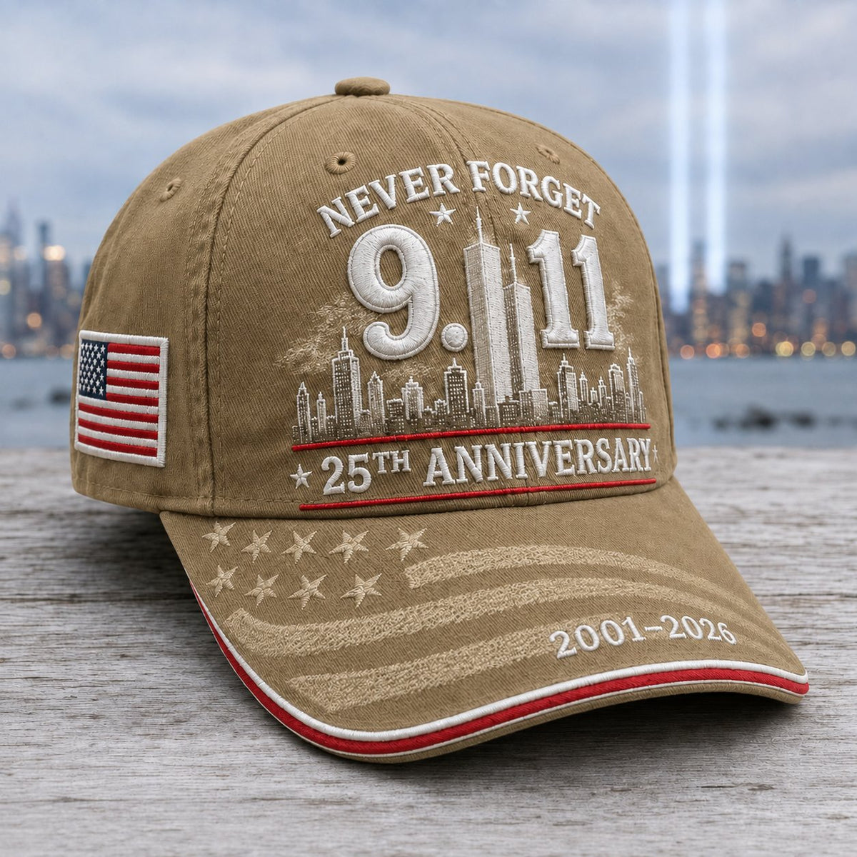 🔥LAST DAY 50% OFF - 9/11 Never Forget 25th Anniversary Embroidered Cap – Unisex Patriotic Memorial Hat🧢 100% Cotton