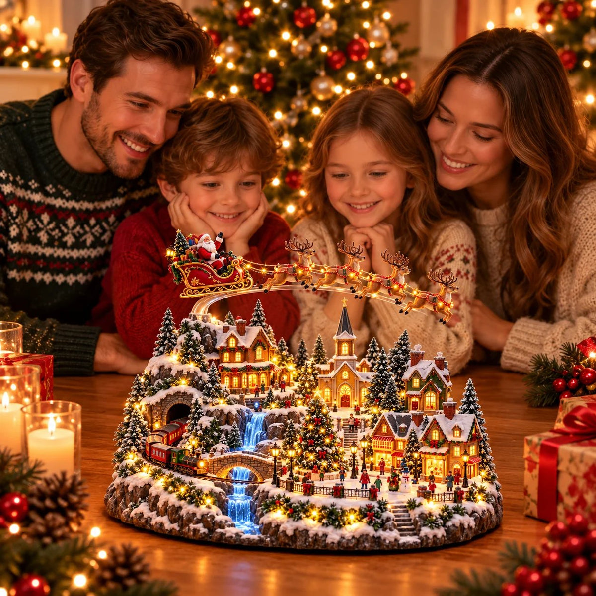🎄 Lighted & Animated Christmas Village Collection – Magical Moving Holiday Display ✨