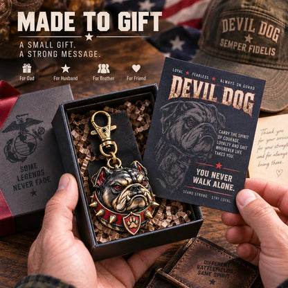 🐶 Devil Dog Guardian 3D-Style Metal Keychain – 50% OFF