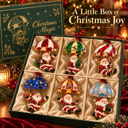Parachuting Santa Christmas Ornaments – 6 Whimsical Holiday Designs