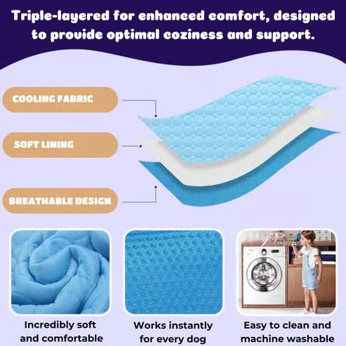 🔥Stay Cool & Comfy 🧊Dog Cooling Mat (4x more effective)