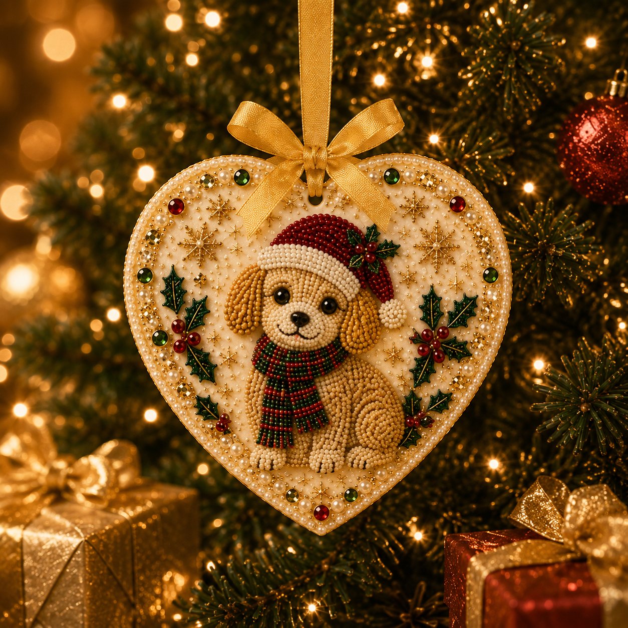 ⏳ Last Day 49% OFF – 🎄Beginner-Friendly DIY Pearl & Gem Christmas Heart Ornament Kit Collection | Complete Kit with Pearl-Style Beads, Gem Accents & Hanging Ribbon Included 💕