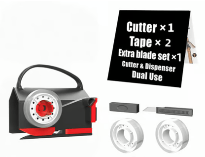 Dual Use Gift Wrap Cutter Tape Dispenser Kit, Portable Sliding Wrapping Paper Slicer, Replacement Blades Included, Household Office Gift Packaging Cutting Tool