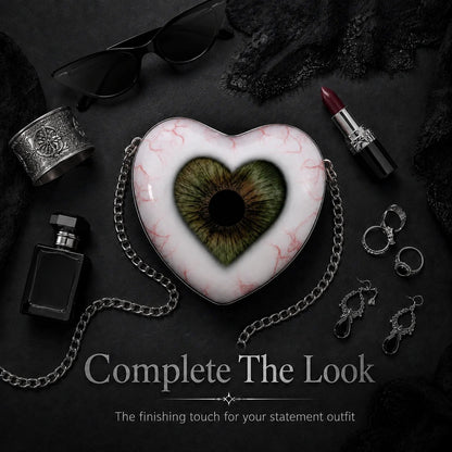 Gothic Heart Eye Crossbody Bag – Chain Statement Purse