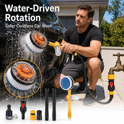 Water‑Powered Auto Rotating Car Wash Brush for Home Garage Car Care