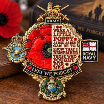 Remembrance Poppy Tribute Metal Badge – Commemorative Keepsake