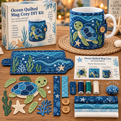 Ocean Jellyfish Quilted Mug Cozy DIY Kit