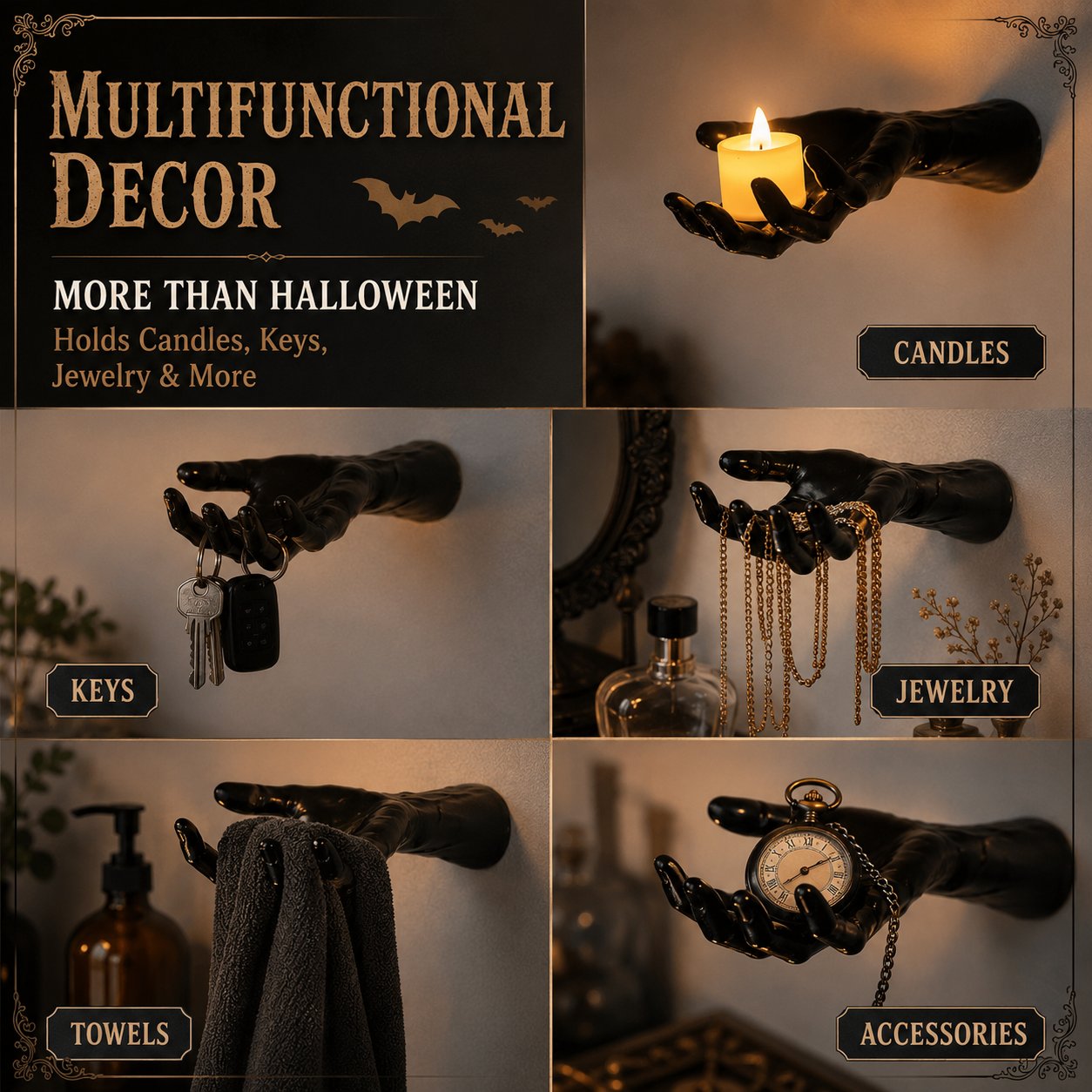 🔥 Last Day 50% OFF - Creepy Hand Wall Candle Holder Set Gothic Halloween Decor