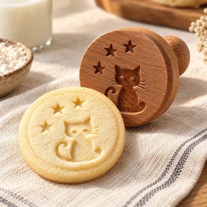 Patterned Wood Cookie Embosser | Seasonal Party & Gift Cookie Prep