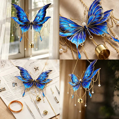 🔥LAST DAY 50% OFF - 🦋DIY Filigree Cloisonne Enamel Butterfly Wind Chime Craft Kit