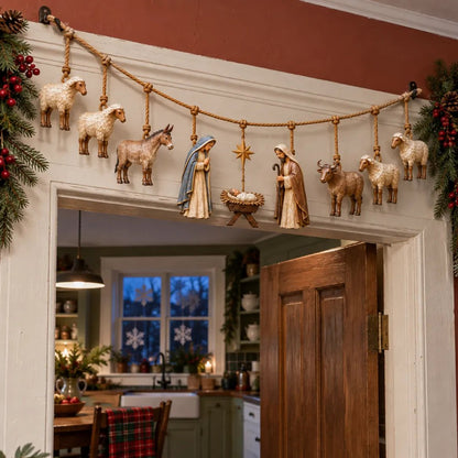 ✝️🎄Handcrafted Wooden Nativity Garland(📦Buy 2 Free Shipping)