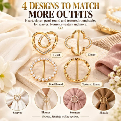✨4-Piece Women's Metal Shirt Clips – Round & Heart Designs for Loose Clothing
