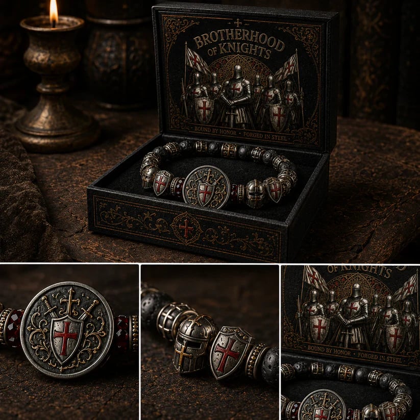 ⚔️ Brotherhood of Knights Faith Bracelet | Medieval Warrior Beaded Bracelet for Honor, Strength & Daily Wear 🛡️