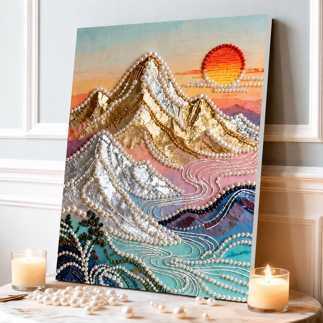 ✨ LAST DAY 49% OFF – Premium Pearl Self-Adhesive Canvas Art Kit | Pre-Printed Oil Canvas with Acrylic Pearl Pieces DIY Elegant 40×50cm Wall Decor 🖼️💎