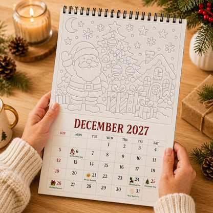🎨Color The Year 2027: Trace-By-Groove Creative Calendar📅| Seasonal Guided Coloring Wall Calendar With Markers