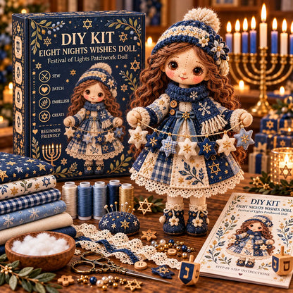 🕎🧵 Hanukkah DIY Patchwork Doll Kit | 3 Festival of Lights Designs