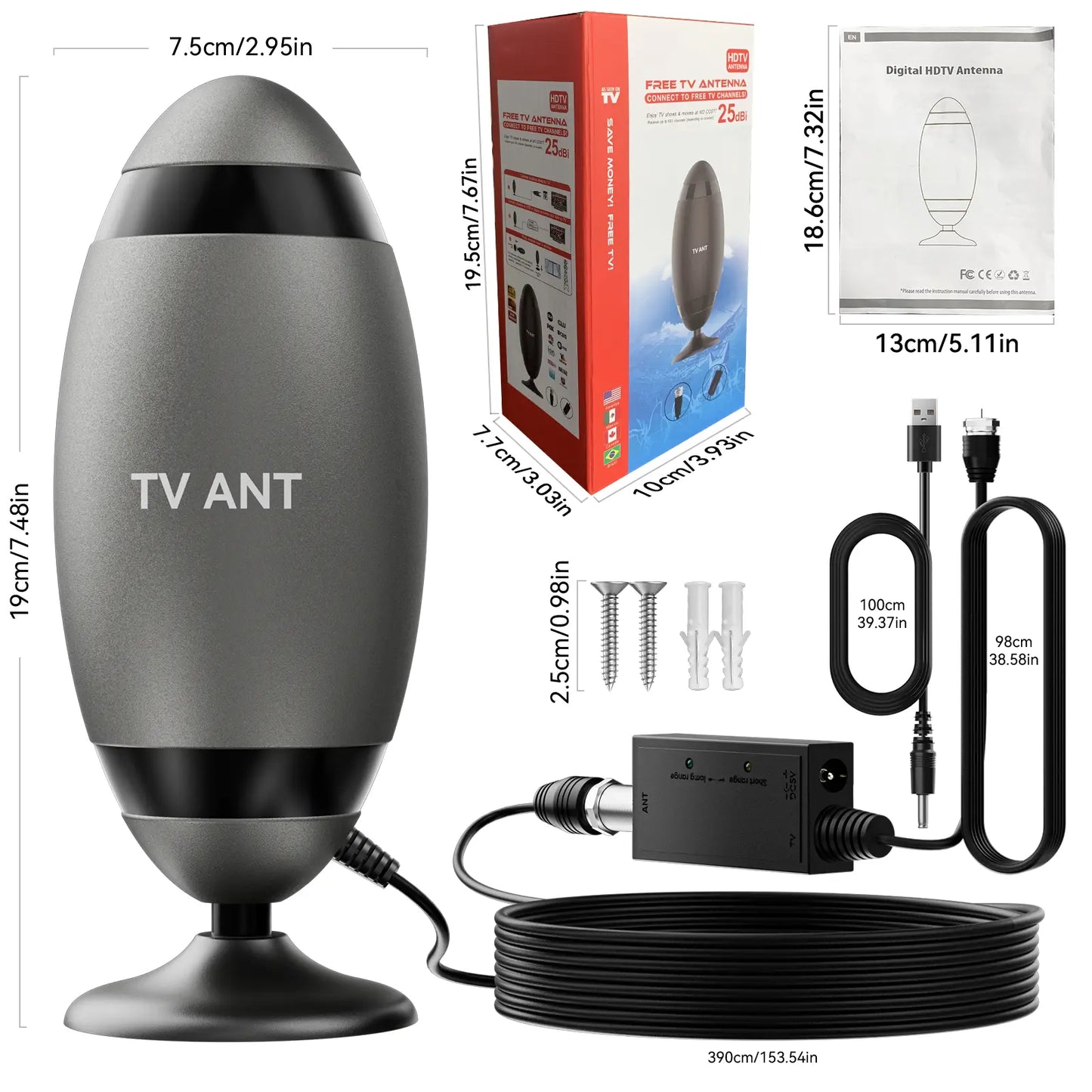 HIDB Indoor TV Antenna 4K HD Signal Amplified Compact