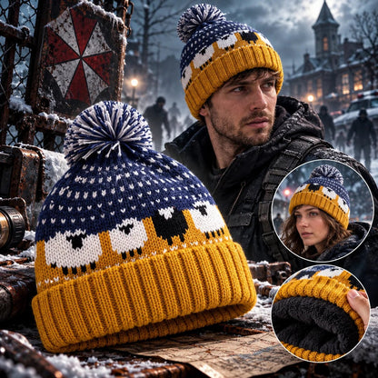 Movie-Inspired Sheep pattern Knit Beanie Hat with Pom Pom