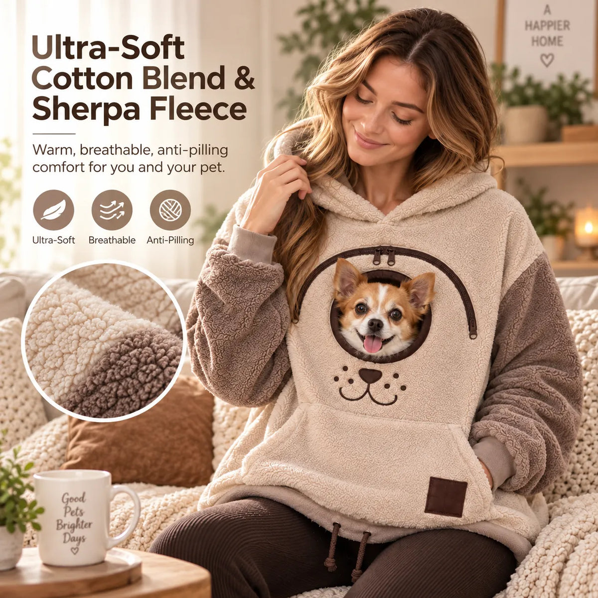 ⏰LAST DAY 50% OFF 🐾 Cozy Pet Carrier Hoodie — Built-In Pouch for Cats & Small Dogs