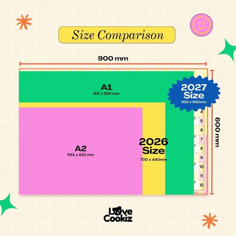 📅✨ 2027 Extra-Large Full Year Wall Planner – 90 × 60 cm | 140gsm Thick Matte Paper | 12-Month Year-at-a-Glance Calendar🏃